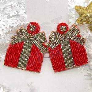 HOWDY <b>BOOT</b> Designer Beaded Earrings for Women Patriotic Memorial Day Orange White Blue Colour Fabric Material - Product Image 5