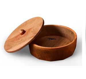 Boîte à chapati ronde en bois de hêtre massif nordique, chauffe-roti, couvercle avec poignée en cuir, pour la cuisine, la table à manger, rangement alimentaire, support minimaliste - Product Image 4