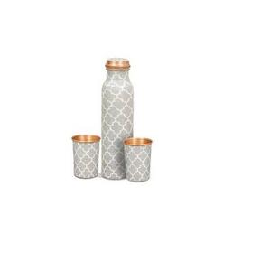 Pure Copper Metal Bottle <b>for</b> Lemon Juice and Drinking <b>Sticker</b> Enamel Printed Classic Design Copper Bottle With Copper <b>Glass</b> - Product Image 1