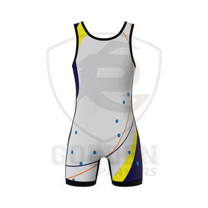 Singlets de lutte de couleur noir/blanc sublimés de marque à la mode de joueurs dorés Logo personnalisé OEM Singlets de lutte d'impression - Product Image 6