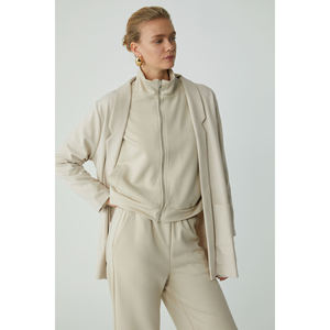 Blazer long en tricot pour femme ETHIQUET Nora, en tissu interlock, avec poche Takma et col châle - Product Image 3