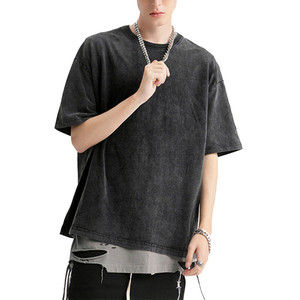 Camiseta ecológica transpirable de 100% algodón teñida lisa con estampado personalizado, ropa de hombre de 240 gramos de estilo informal, algodón orgánico - Product Image 5