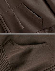 Wholesale Custom Women's Cotton Terry Long Sleeve Zip up <b>Cropped</b> Turtleneck Hoodies Breathable and Anti-Wrinkle with Front Logo - Product Image 5