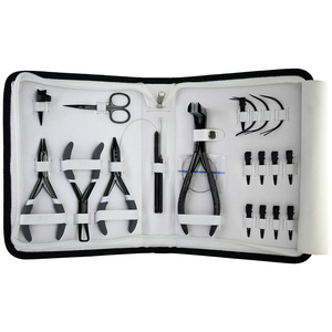 خياطة احترافية في شريط كماشة أدوات إطالة الشعر <span class=keywords><strong>3</strong></span>-حفرة كماشة العقص مقص خيط فراق حلقة حبة خطاف - Product Image 1