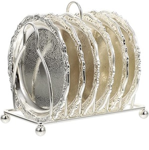 MS INC Design <b>Set</b> <b>Of</b> <b>6</b> Metal <b>Coaster</b> Kitchen Ware Product For Tea Coffee <b>Table</b> Top Decorative <b>Coaster</b> - Product Image 1