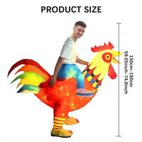 Costume gonflable de poulet adulte avec des lumières Costume d'Halloween Ride on Rooster Poulet Jockey Costume gonflable de poulet