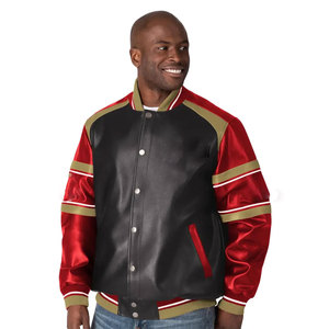 Veste en molleton de coton avec logo personnalisé pour hommes, avec corps en laine et manches en cuir, veste d'hiver de haute qualité pour étudiants du collège - Product Image 2