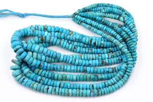 Cuentas turquesas facetadas naturales de Arizona 11X3MM Forma de rueda de neumático Aprox. 16 pulgadas para hacer joyas - Product Image 2