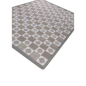 Alhambra Geometric Wool <b>Rugs</b> in Grey & Black Flat Weaves for Home Hallway Rectangle Striped-ADWL-13240 for Bedroom Living Room - Product Image 2