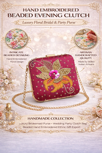 Pochette de soirée brodée à la main avec chaîne, motif floral, sac à main de mariée pour fête de mariage, cadeau de luxe fait à la main - Product Image 6