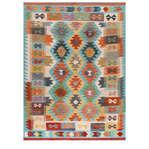 Alfombra Kilim de Maimana, Afganistán, 193 x 148 cm, Alfombras y Juegos de Alfombras - Product Image 1