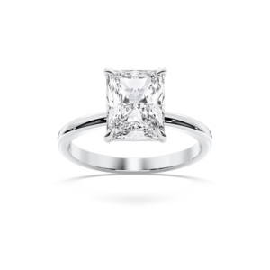 Anillo de compromiso de diamantes de corte radiante cultivado en laboratorio de 3,00 quilates de quilates hecho en plata para ella - Product Image 1