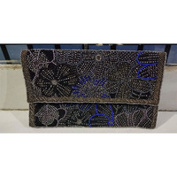 Tas Clutch Wanita 3in1 Motif Leopard dengan Rantai, Buatan Tangan India, Berpayet dan Manik-Manik, Penutup Ritsleting, untuk Pesta Malam
