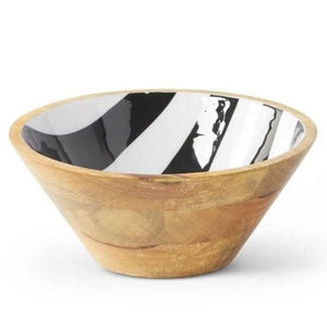 Cuenco de madera de mango de alta calidad con estampado de esmalte Utensilios de cocina modernos para servir con estilo de ensaladas Frutas Chocolates y decoración del hogar - Product Image 5