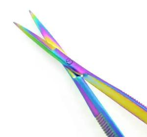 Micro ciseaux en acier inoxydable avec poignée à ressort pour une coupe précise des poils du visage, des narines et des sourcils - Product Image 2