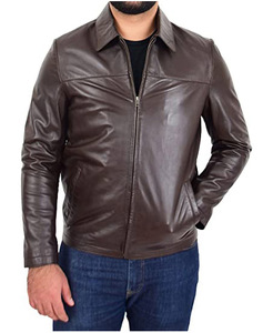 Chaqueta de Cuero Vacuno para Hombre, Estilo Urbano, Otoño 2026, Diseño Casual Sencillo y Popular - Product Image 1