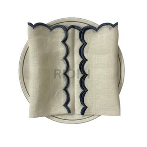 Servilletas de Lino Blanco Puro al por Mayor con Diseño de Borde Festoneado para Fiestas en Casa, Bodas, Eventos, Regalos para Damas de Honor - Product Image 5