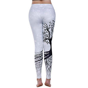 Mallas de gimnasio de cintura alta personalizadas para mujer, pantalones de Yoga transpirables de talla grande, diseño de sublimación Sexy, tela de punto informal - Product Image 3