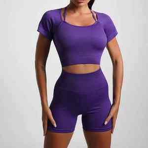 Conjunto de Yoga de talla grande para mujer con logotipo personalizado de alta calidad, ropa de gimnasio, chándal que incluye Sujetador deportivo transpirable, encaje, Fitness, sólido - Product Image 1