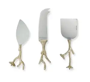 Ensemble de fromage en acier inoxydable 18/10 de Style tendance poignée en laiton épandeur de fromage ensemble d'outils de coupe de beurre doux et dur ustensiles de cuisine - Product Image 1