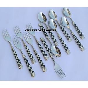 Stainless Steel <b>Flatware</b> with Embossed High-durability Stainless Steel Cutlery Stainless mirrored Steel Pastry Cutlery Wholesale - Product Image 5