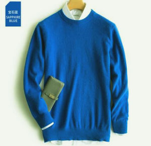 2025 Autumn Winter Cashmere Cotton Blended Thick Pullover Solid Men's Knitted Sweater Front Jersey <b>Jumper</b> Pull - Product Image 3