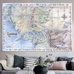 Impression sur toile de la carte de la Terre du Milieu : décoration murale fantastique, verre - Product Image 1