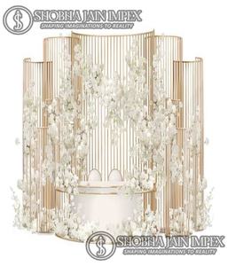 Marco dorado cortado con láser para bodas, fiestas, accesorios de arco de boda de Metal de fibra de hierro moderno, Rectangular en forma de corazón embalado en caja - Product Image 3