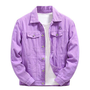Chaqueta Vaquera Delgada Morada de Alta Calidad para Hombre, Personalizada, con Botones, Informal, para Invierno, Transpirable, de Secado Rápido, con Tela de Lujo - Product Image 1