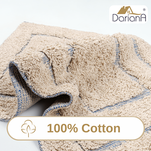 Softa Beige Border Recycled Cotton <b>Rug</b> Handwoven Bathroom Floor Mat 45x75 cm - Product Image 6