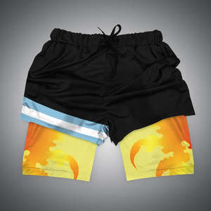 Pantalones Cortos Deportivos de Compresión 2 en 1 para Hombre, Cintura Alta, con Forro de Malla, Bolsillos, Tallas Grandes, Venta al Por Mayor - Product Image 1