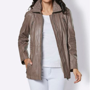 Chaqueta de Cuero para Mujer 2025, Profesional, de Alta Calidad, con Logotipo Personalizado, Transpirable, de Manga Larga, Material de Cuero - Product Image 2