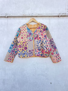 Blouson Bomber en Coton Patchwork Vintage Fait Main, Style Bohème Réversible Respirant Unisexe Automne Hiver Nouveau Style - Product Image 2