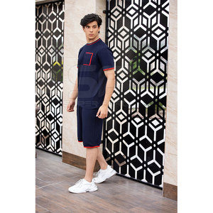 Conjunto de camiseta y pantalones cortos para hombre Mezcla de algodón suave para deportes y comodidad diaria Conjunto de camiseta y pantalones cortos para hombre a la moda - Product Image 2