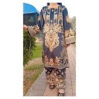 Kurtis prêts-à-porter pour femmes en velours brodé de haute qualité, longueur genou, style pakistanais, respirant, imprimé naturel, hiver, modeste
