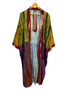 Indian Vintage Sari Silk Kimono Lounge Wear Bikini Cover Up <b>Gift</b> <b>For</b> <b>Her</b> Night Wear Woman's Clothing - Product Image 6