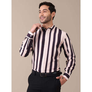Amanush <b>Men's</b> Nylon Striped Formal Shirt Full Sleeve Turn-down Collar Smart Casual Breathable Fabric Summer Wear <b>Mens</b> Shirts - Product Image 3