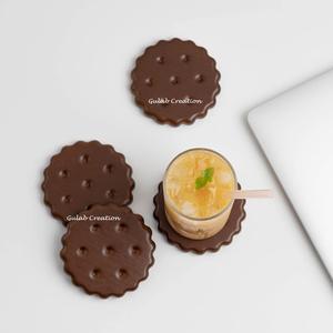 Juego de posavasos de madera de mango redondo marrón con diseño de galletas con soporte de madera clásico accesorios de Mesa para el hogar y la Oficina - Product Image 5