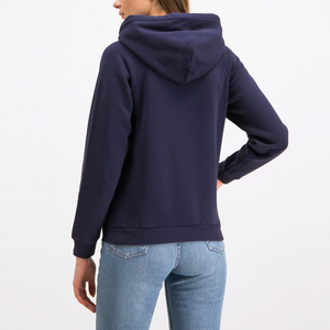 Sweat à capuche slim pour femme, décontracté, pour l'hiver, en polaire, tendance, bleu marine, avec poche kangourou, style classique, par Ako - Product Image 2