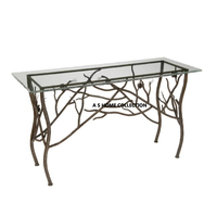 Table console décorative en métal demi-ronde de luxe de couleur dorée pour la maison