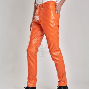 Pantalon en cuir délavé léger et décontracté pour homme, coupe droite, taille mi-haute, design sur mesure, le plus vendu en gros - Product Image 4