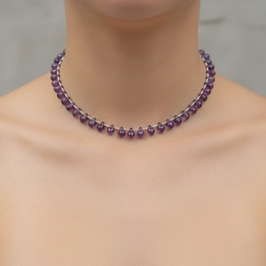 Chaîne de perles en améthyste facettée en forme de goutte, pierres précieuses naturelles violettes pour la fabrication de bijoux - Product Image 5
