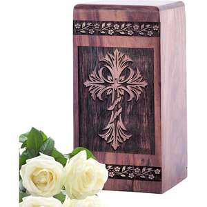 Urna de madera hecha a mano personalizada, urnas conmemorativas para cenizas humanas, caja de urnas de cremación grabada para hombre y mujer adulta de exportador indio - Product Image 3