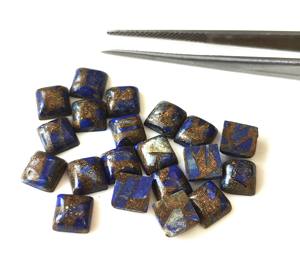 Exclusivo azul lapislázuli cobre cuadrado cabujón 3mm-30mm piedra preciosa suelta Natural para la fabricación de joyas parte posterior plana al por mayor - Product Image 5