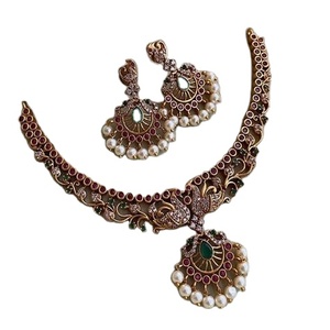 Kanya <b>Sterling</b> <b>Silver</b> Bridal Wedding Jewelry Set with <b>Pearl</b> Beaded <b>Necklace</b> Earrings IGI Certified Cute Women's Fashion Jewelry - Product Image 1