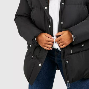 Moda de invierno Parka negra para mujer, chaquetas acolchadas transpirables personalizadas, abrigos, chaqueta Parka para mujer - Product Image 2