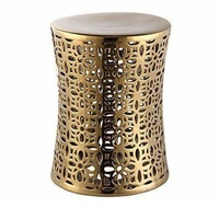 Tabouret de bar en fer martelé de taille personnalisée tabouret en forme de tambour plaqué or de grande qualité fait à la main moderne pour la vie de meubles de maison