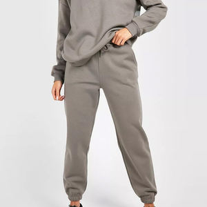 Ensemble de survêtement de gym d'hiver pour femmes avec pull de couleur unie et col à capuche en tissu polaire de coton et motif imprimé - Product Image 2