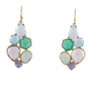 Dernier design, pierre d'hydro-quartz naturelle, boucles d'oreilles pendantes de 15 mm, sertissage en bézel, style hip-hop pour enfants, certifié IGI, HARI OM - Product Image 1