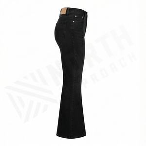 Pantalons décontractés pour femmes, style boyfriend, taille haute, stretch, évasés, jeans décontractés, couleur personnalisée, respirants - Product Image 2